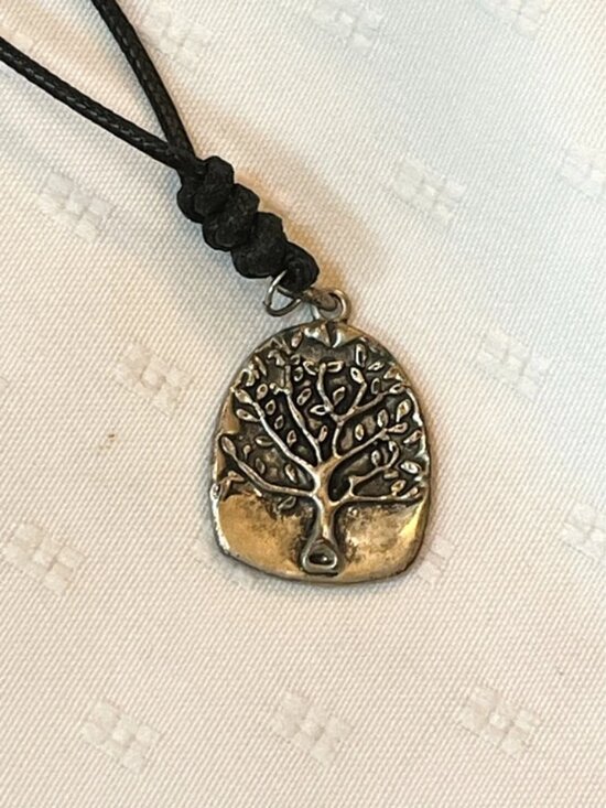 Vintage Jewelry - Tree of Life Pendant Black Cord Adjustable Necklace